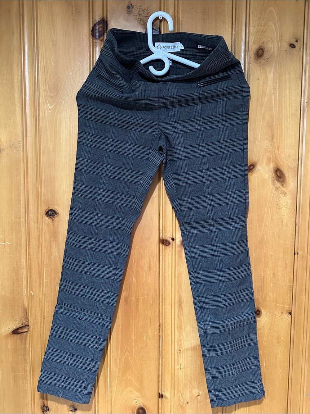 Point Zero Charcoal Plaid Kids Stretch Leggings